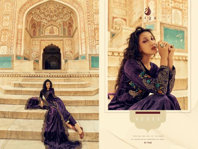 Sastra By Aiqa Winter Wear Fancy Work Velvet Salwar Kameez Wholesale Online